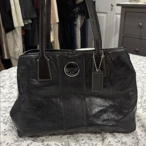 Coach Black Leather Satchel Purse